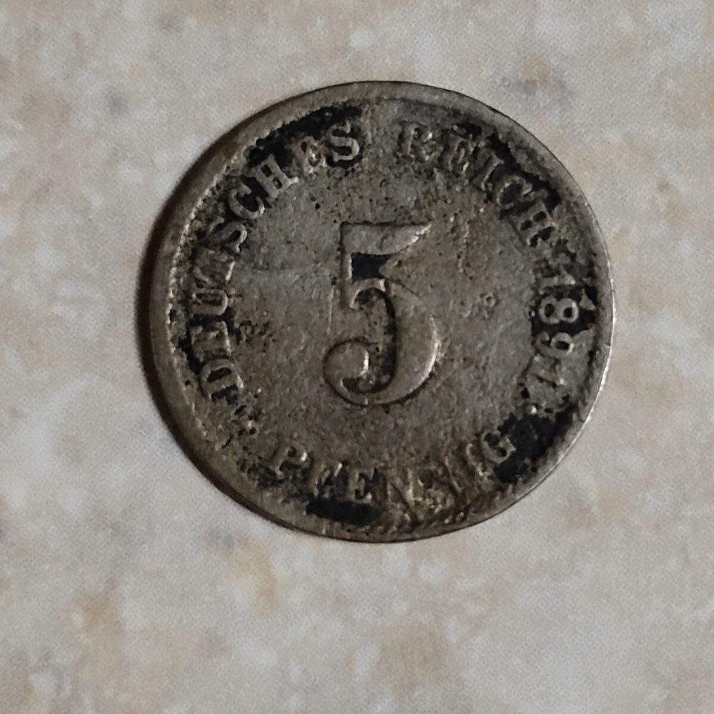 1891 5 Pfennig German Coin